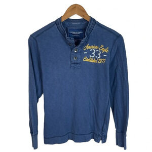 LS359 Men’s American Eagle Vintage Fit LS Henley Style Shirt XS